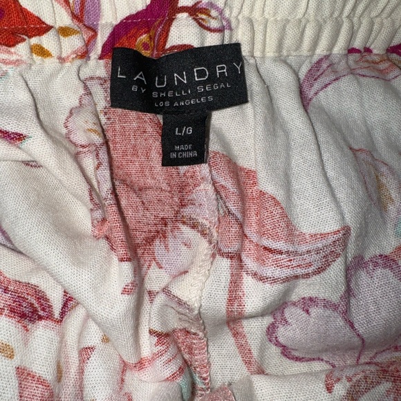 Laundry by Shelli Segal Los Angeles Colorful Floral Palazzo Linen Pants Large - Picture 3 of 3